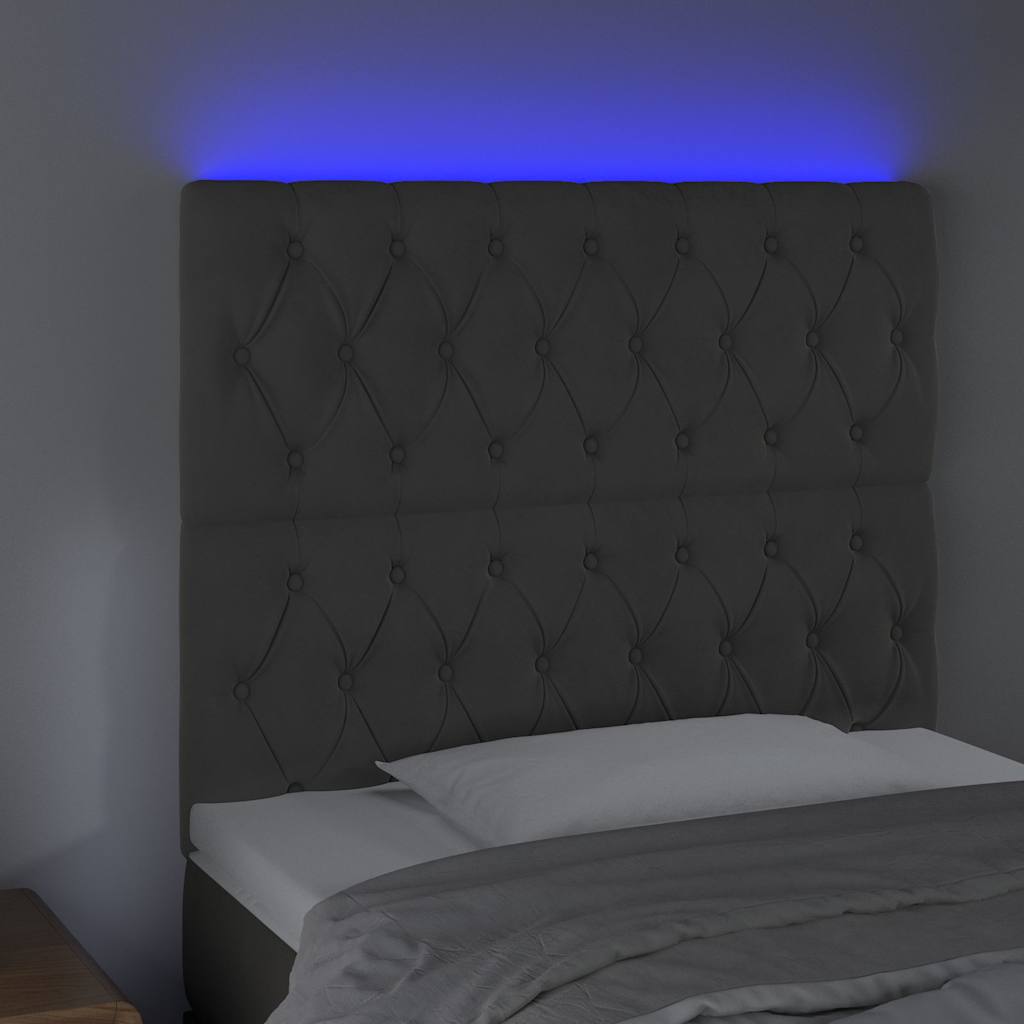 Vidaxl hoofdbord led 100x7x118 128 cm fluweel donkergrijs
