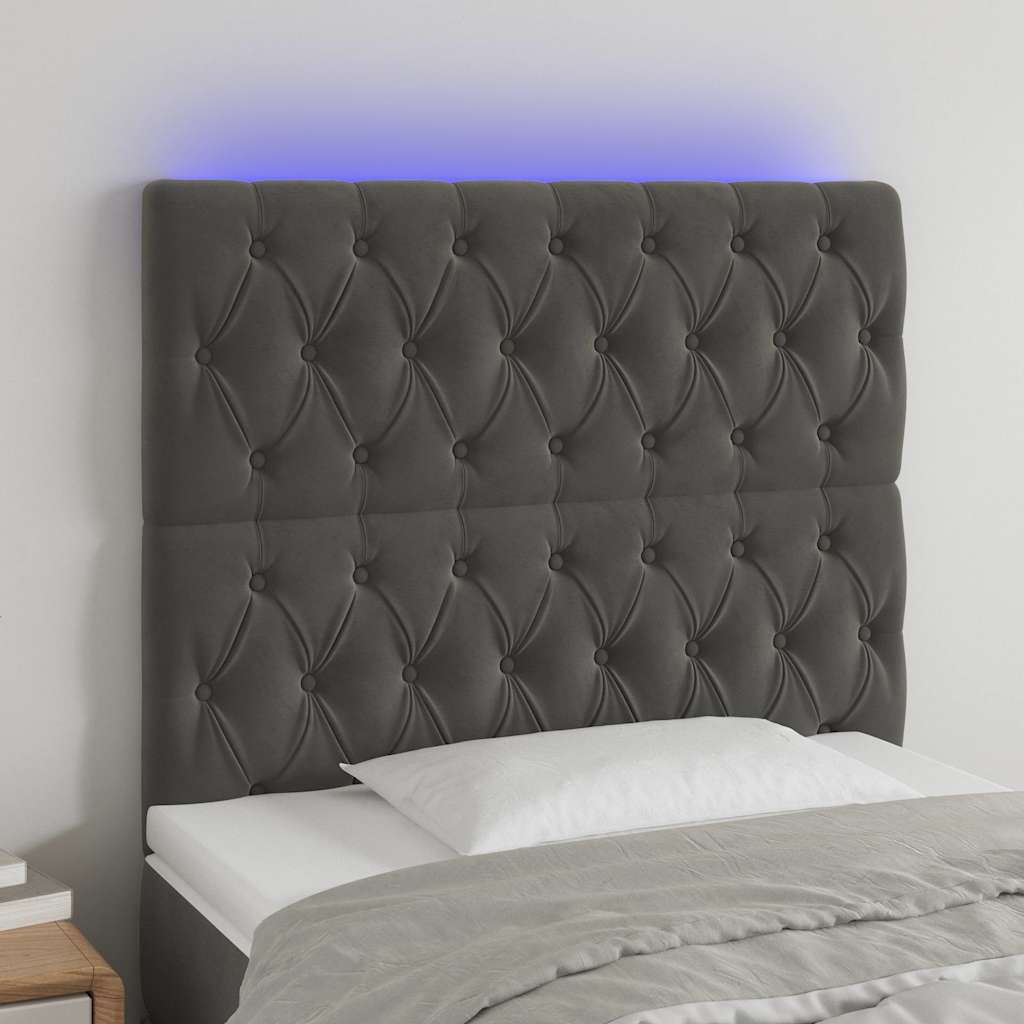 Vidaxl hoofdbord led 100x7x118 128 cm fluweel donkergrijs