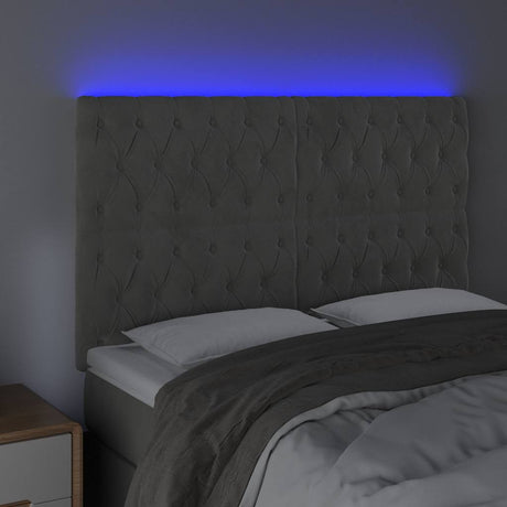 Vidaxl hoofdbord led 144x7x118 128 cm fluweel lichtgrijs