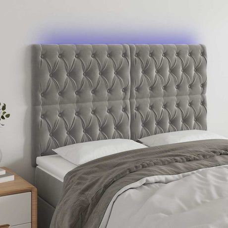 Vidaxl hoofdbord led 144x7x118 128 cm fluweel lichtgrijs