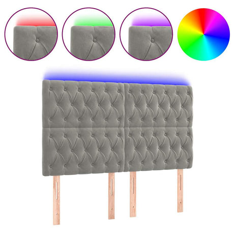 Vidaxl hoofdbord led 160x7x118 128 cm fluweel lichtgrijs