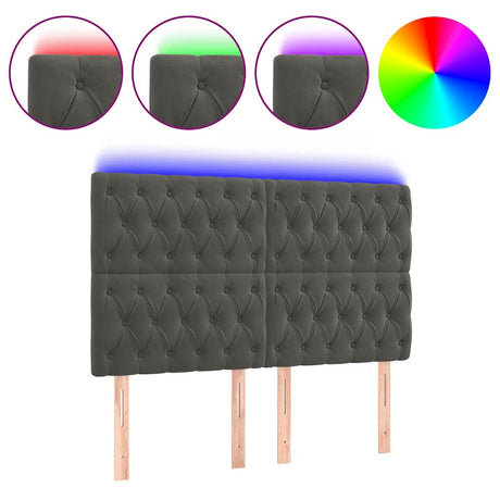 Vidaxl hoofdbord led 160x7x118 128 cm fluweel donkergrijs