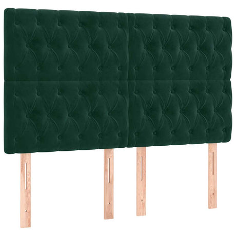 Vidaxl hoofdbord led 160x7x118 128 cm fluweel donkergroen
