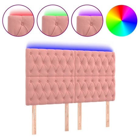 Vidaxl hoofdbord led 160x7x118 128 cm fluweel roze