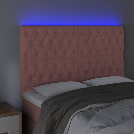 Vidaxl hoofdbord led 160x7x118 128 cm fluweel roze