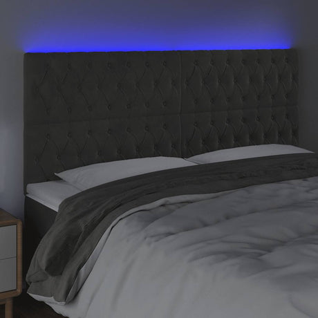 Vidaxl hoofdbord led 200x7x118 128 cm fluweel donkergrijs