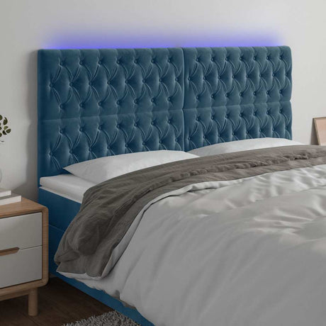 Vidaxl hoofdbord led 200x7x118 128 cm fluweel donkerblauw