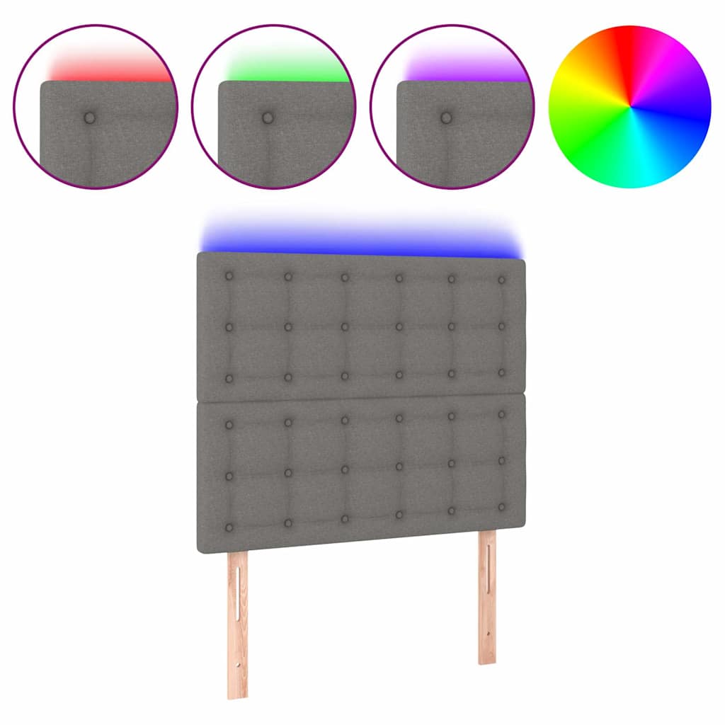 Vidaxl hoofdbord led 90x5x118 128 cm stof donkergrijs