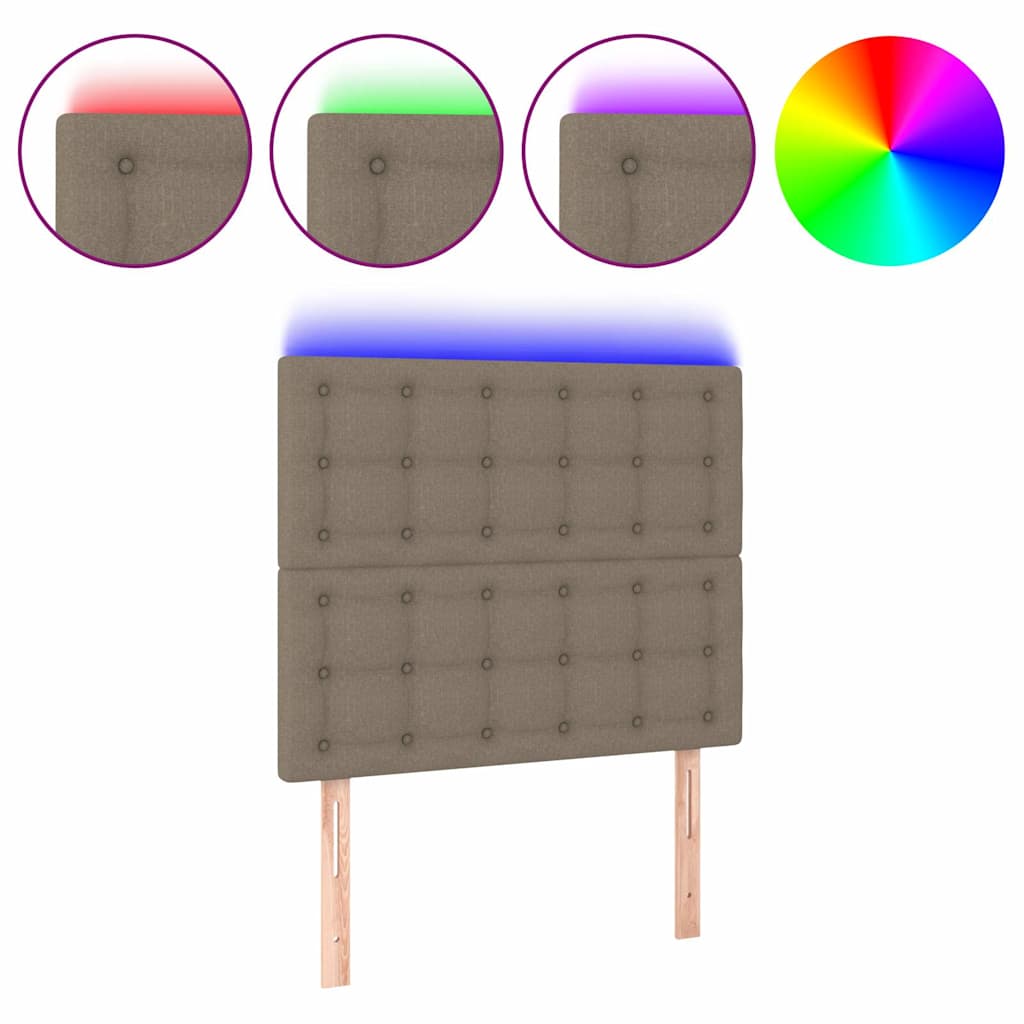 Vidaxl hoofdbord led 90x5x118 128 cm stof taupe