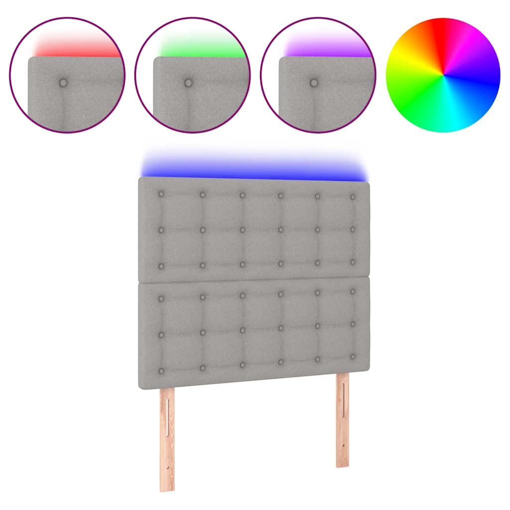 Vidaxl hoofdbord led 100x5x118 128 cm stof lichtgrijs