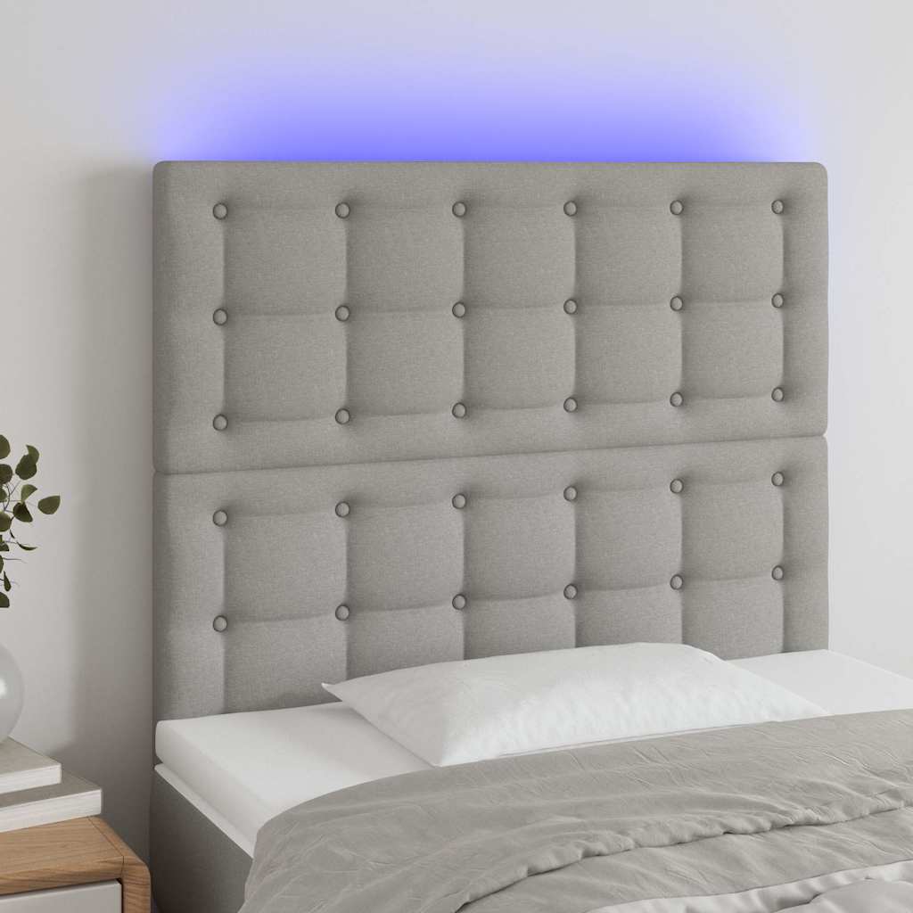 Vidaxl hoofdbord led 100x5x118 128 cm stof lichtgrijs