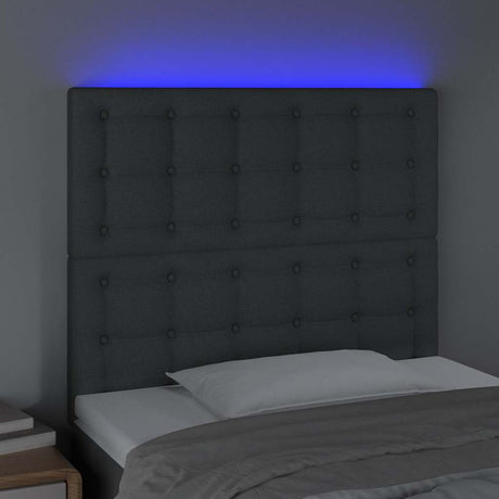 Vidaxl hoofdbord led 100x5x118 128 cm stof donkergrijs