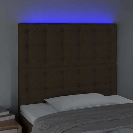 Vidaxl hoofdbord led 100x5x118 128 cm stof donkerbruin
