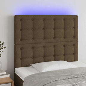 Vidaxl hoofdbord led 100x5x118 128 cm stof donkerbruin