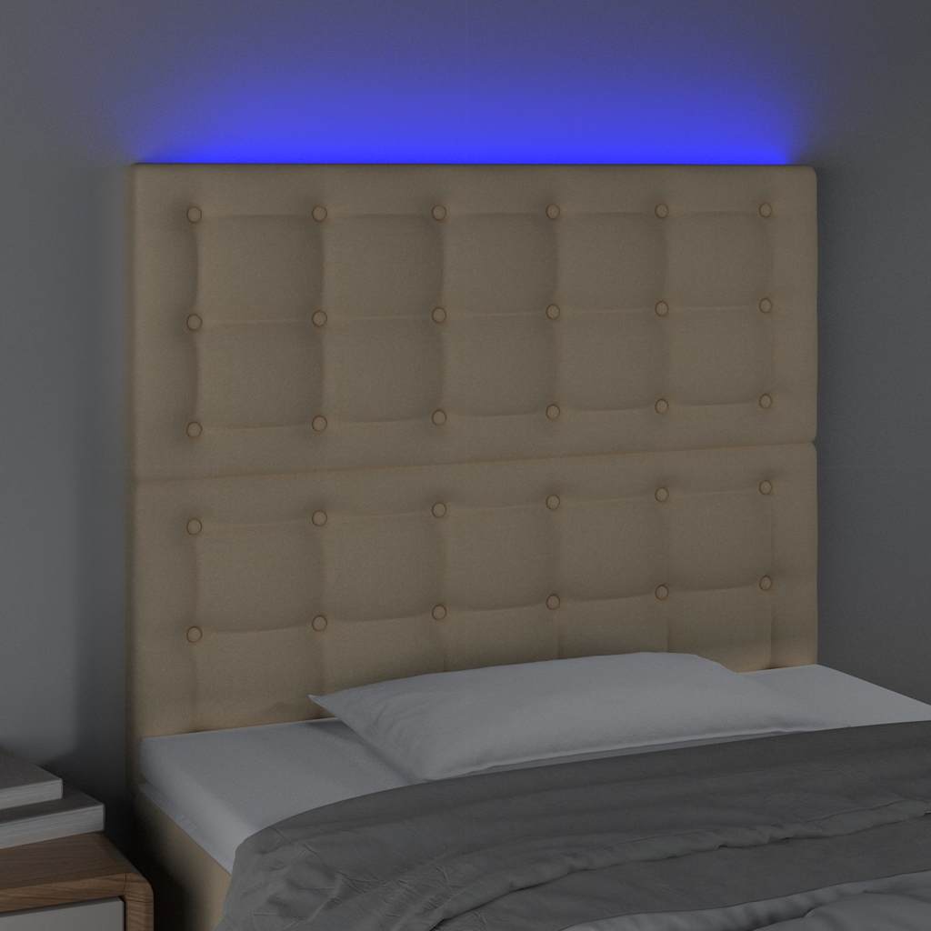 Vidaxl hoofdbord led 100x5x118 128 cm stof crèmekleurig