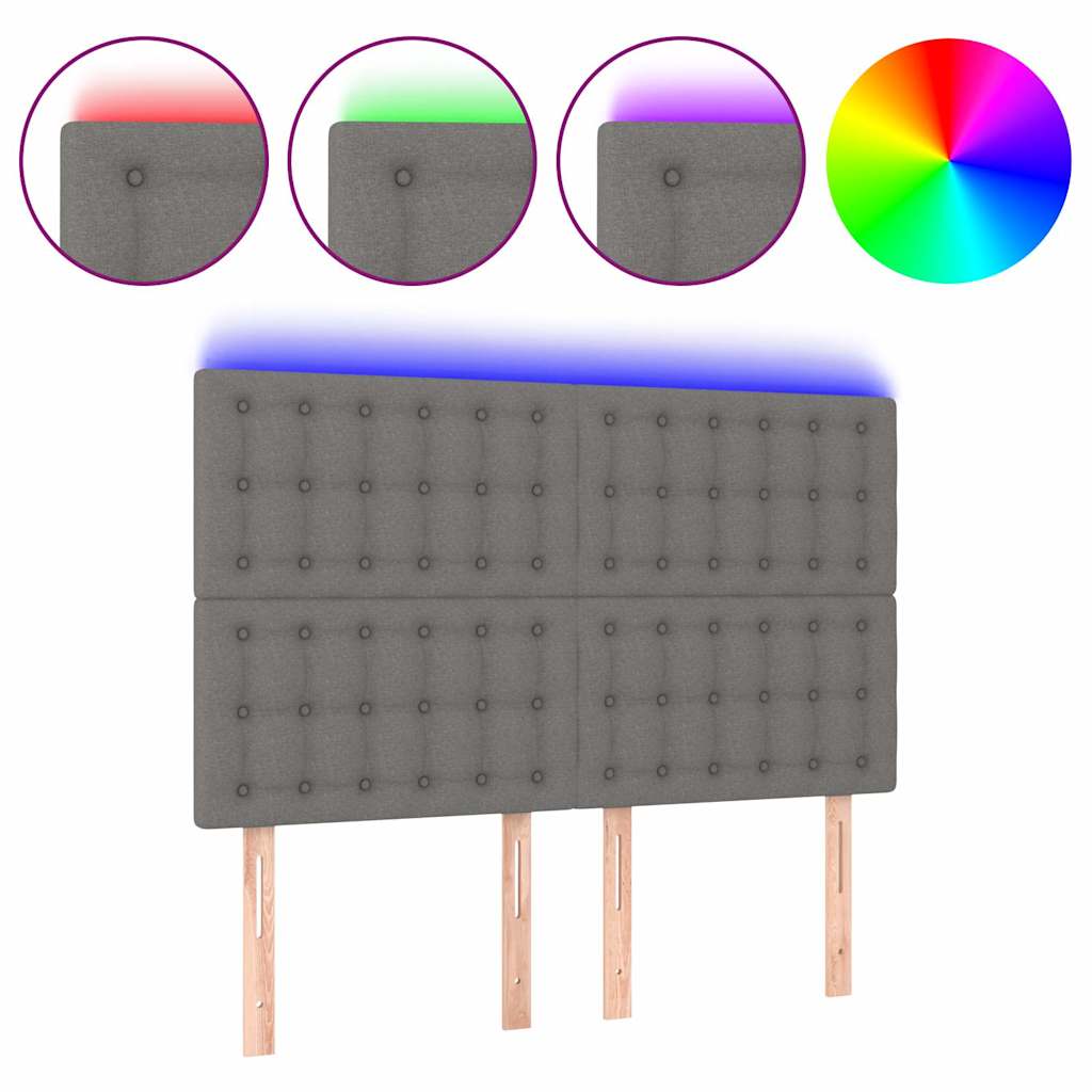 Vidaxl hoofdbord led 144x5x118 128 cm stof donkergrijs