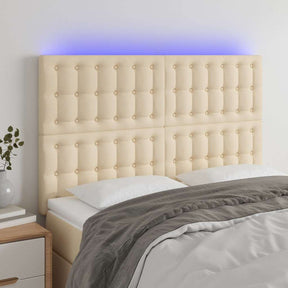 Vidaxl hoofdbord led 144x5x118 128 cm stof crèmekleurig