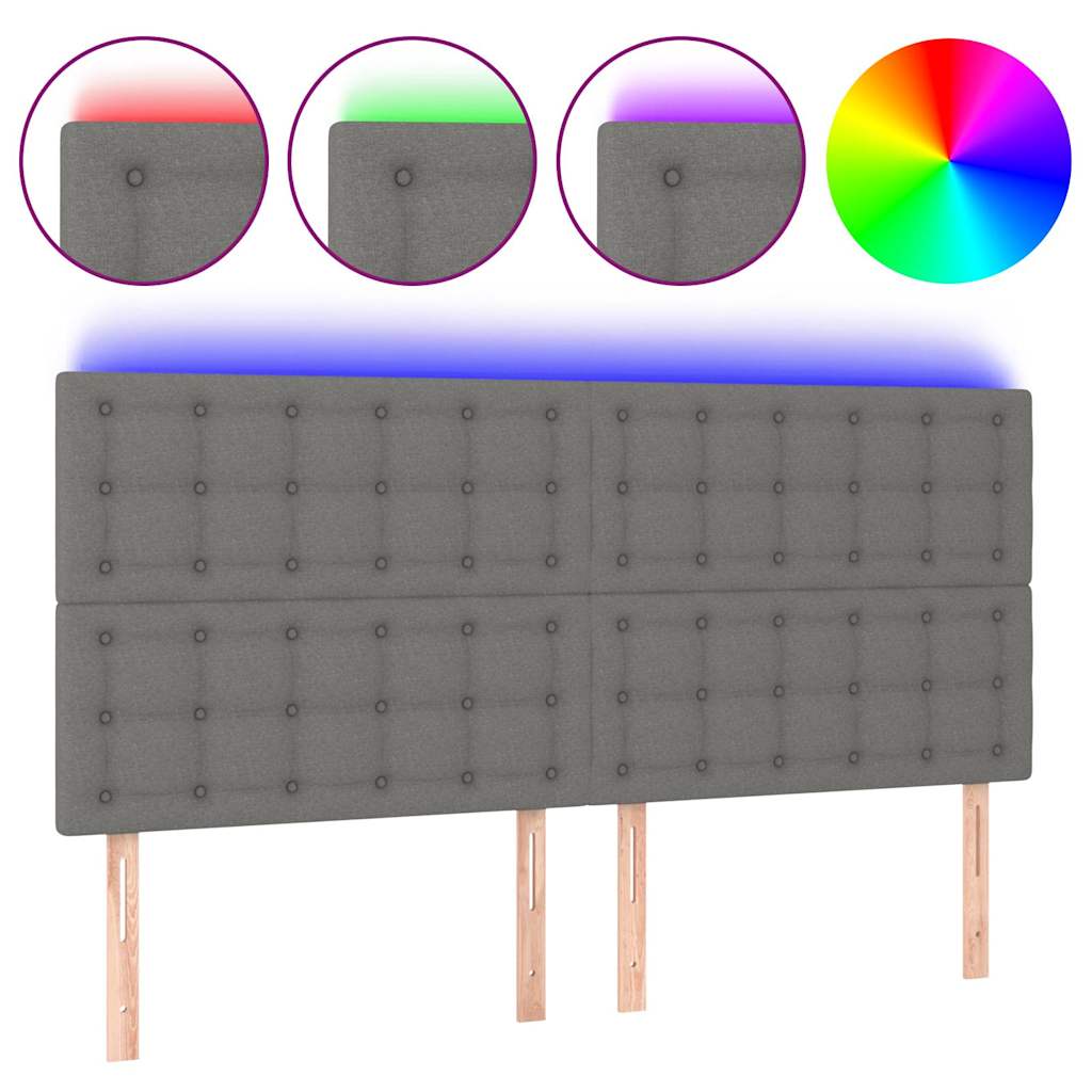 Vidaxl hoofdbord led 160x5x118 128 cm stof donkergrijs