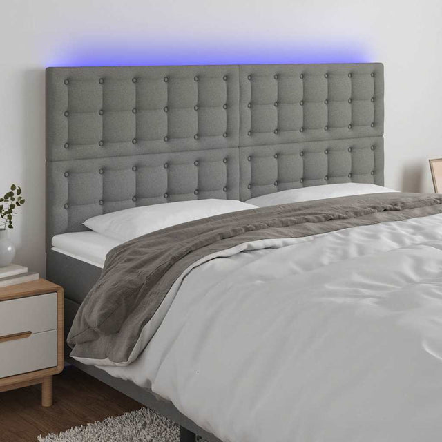 Vidaxl hoofdbord led 160x5x118 128 cm stof donkergrijs