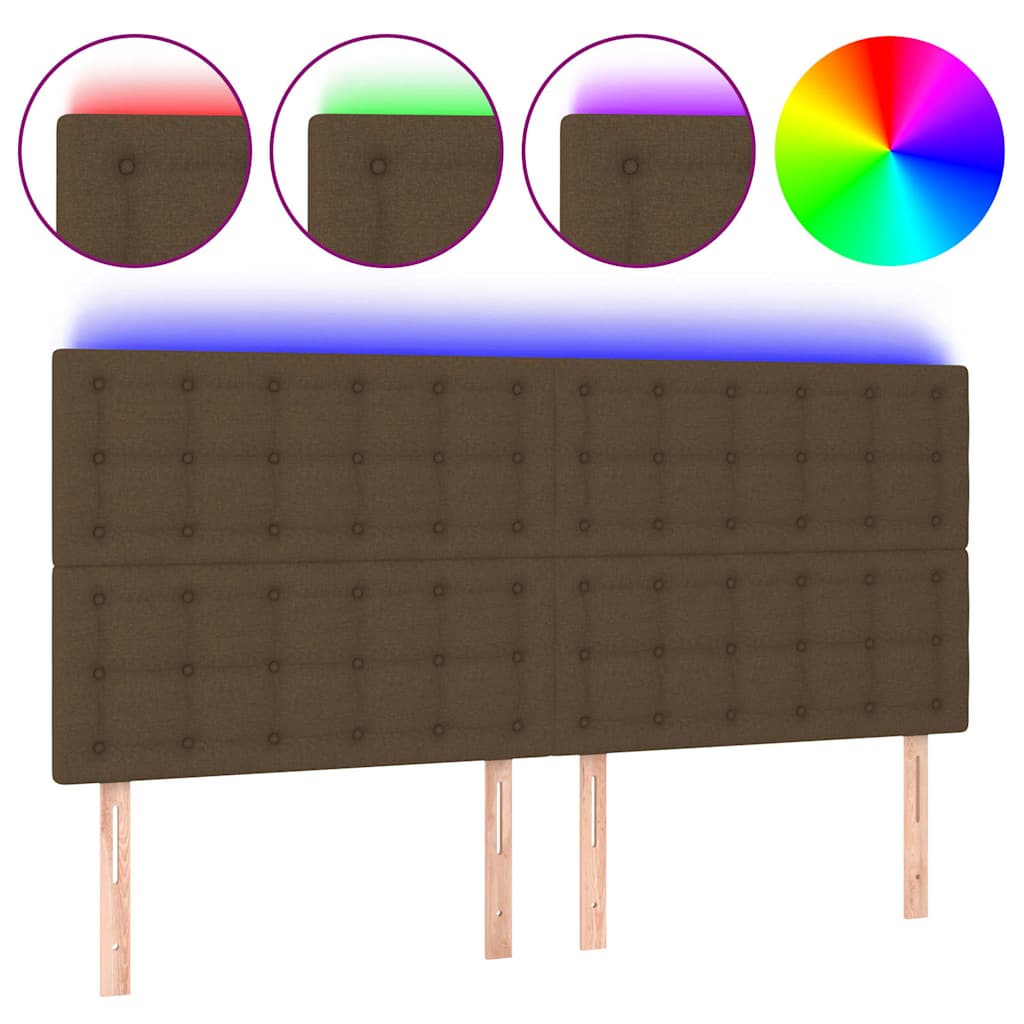 Vidaxl hoofdbord led 160x5x118 128 cm stof donkerbruin