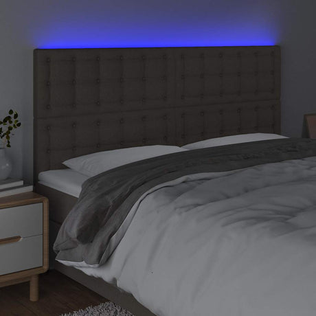 Vidaxl hoofdbord led 160x5x118 128 cm stof taupe