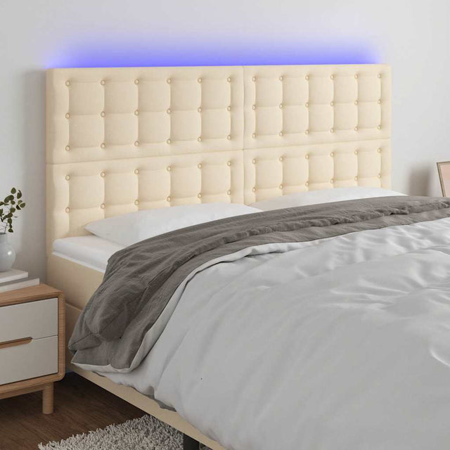 Vidaxl hoofdbord led 160x5x118 128 cm stof crèmekleurig