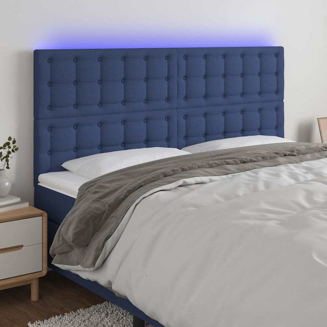 Vidaxl hoofdbord led 160x5x118 128 cm stof blauw