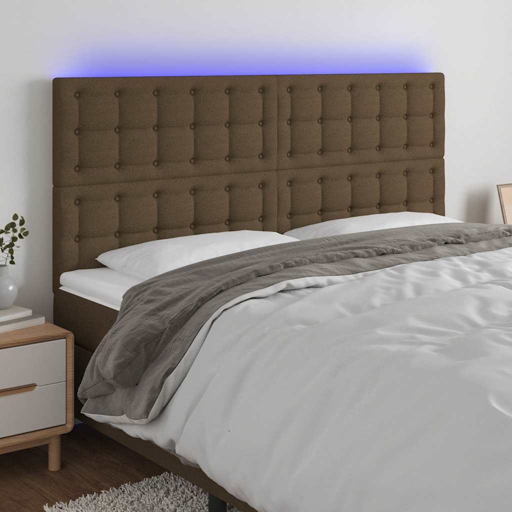 Vidaxl hoofdbord led 180x5x118 128 cm stof donkerbruin