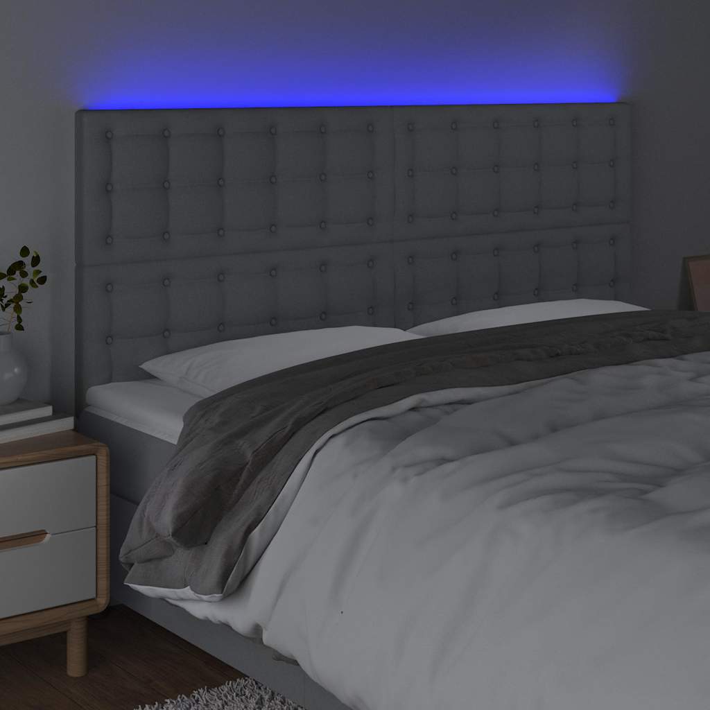 Vidaxl hoofdbord led 200x5x118 128 cm stof lichtgrijs