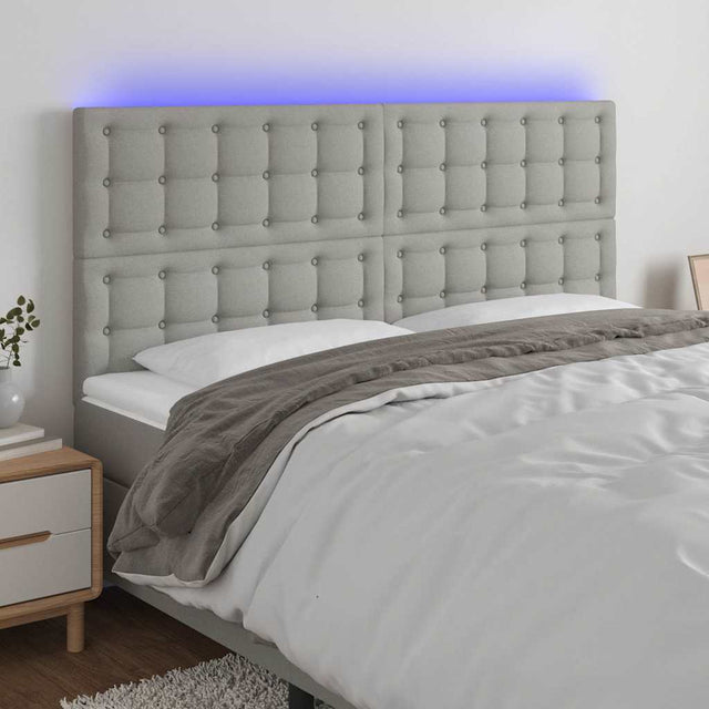 Vidaxl hoofdbord led 200x5x118 128 cm stof lichtgrijs