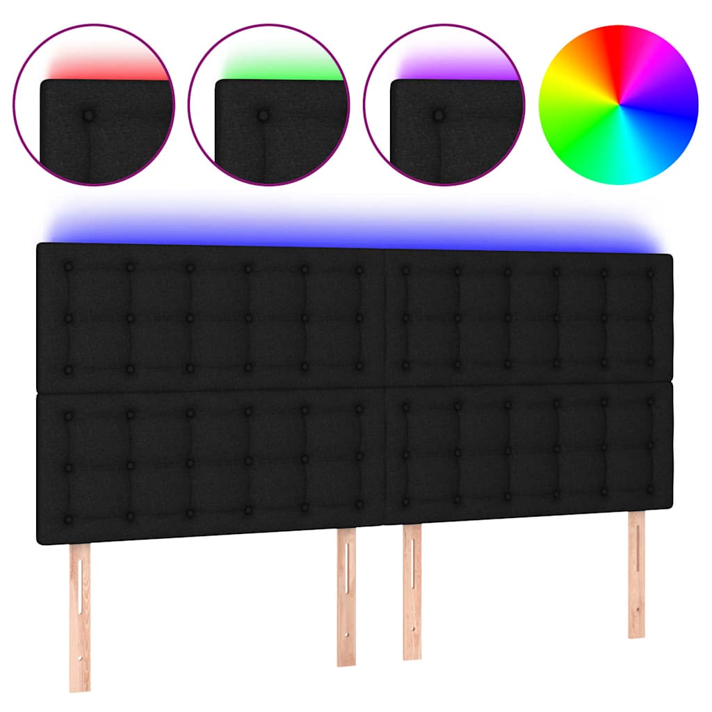 Vidaxl hoofdbord led 200x5x118 128 cm stof zwart