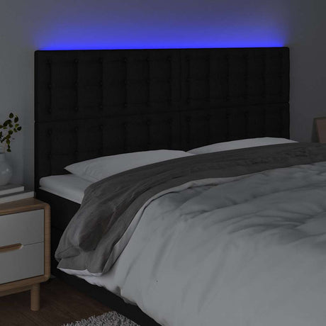Vidaxl hoofdbord led 200x5x118 128 cm stof zwart