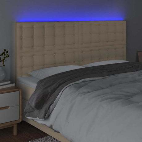 Vidaxl hoofdbord led 200x5x118 128 cm stof crèmekleurig