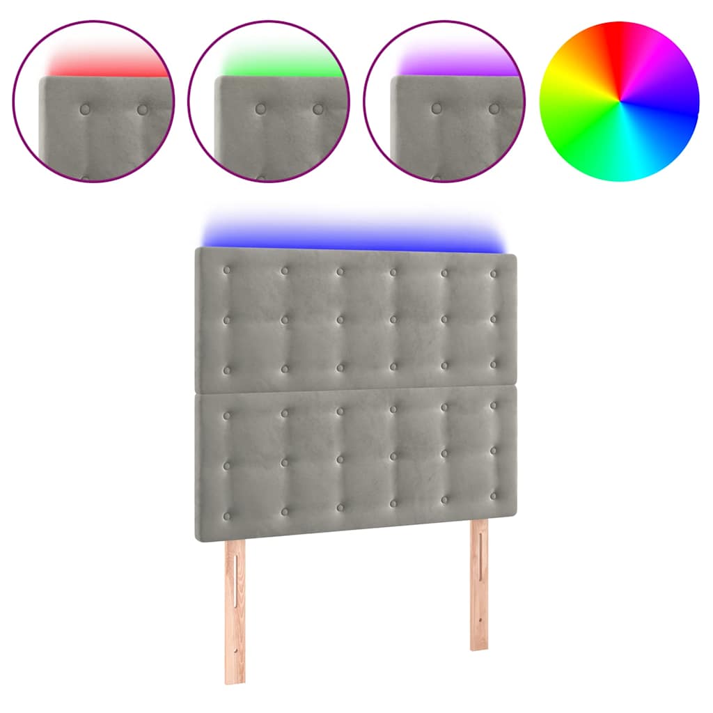 Vidaxl hoofdbord led 80x5x118 128 cm fluweel lichtgrijs