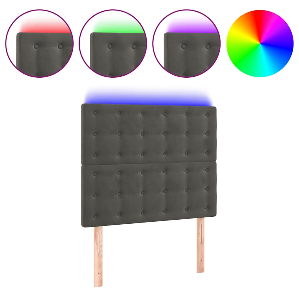 Vidaxl hoofdbord led 80x5x118 128 cm fluweel donkergrijs