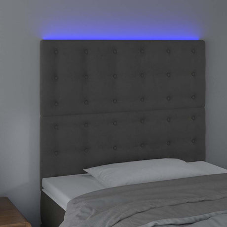 Vidaxl hoofdbord led 80x5x118 128 cm fluweel donkergrijs