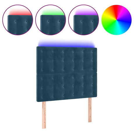 Vidaxl hoofdbord led 80x5x118 128 cm fluweel donkerblauw