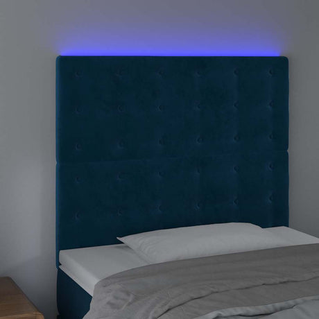Vidaxl hoofdbord led 80x5x118 128 cm fluweel donkerblauw
