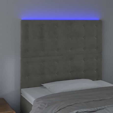 Vidaxl hoofdbord led 90x5x118 128 cm fluweel lichtgrijs