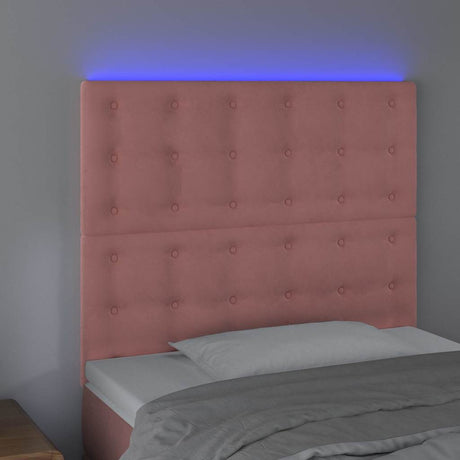 Vidaxl hoofdbord led 100x5x118 128 cm fluweel roze