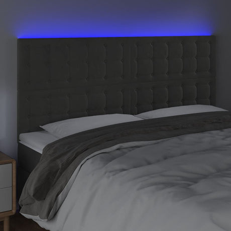 Vidaxl hoofdbord led 180x5x118 128 cm fluweel donkergrijs