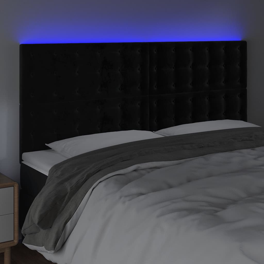 Vidaxl hoofdbord led 180x5x118 128 cm fluweel zwart