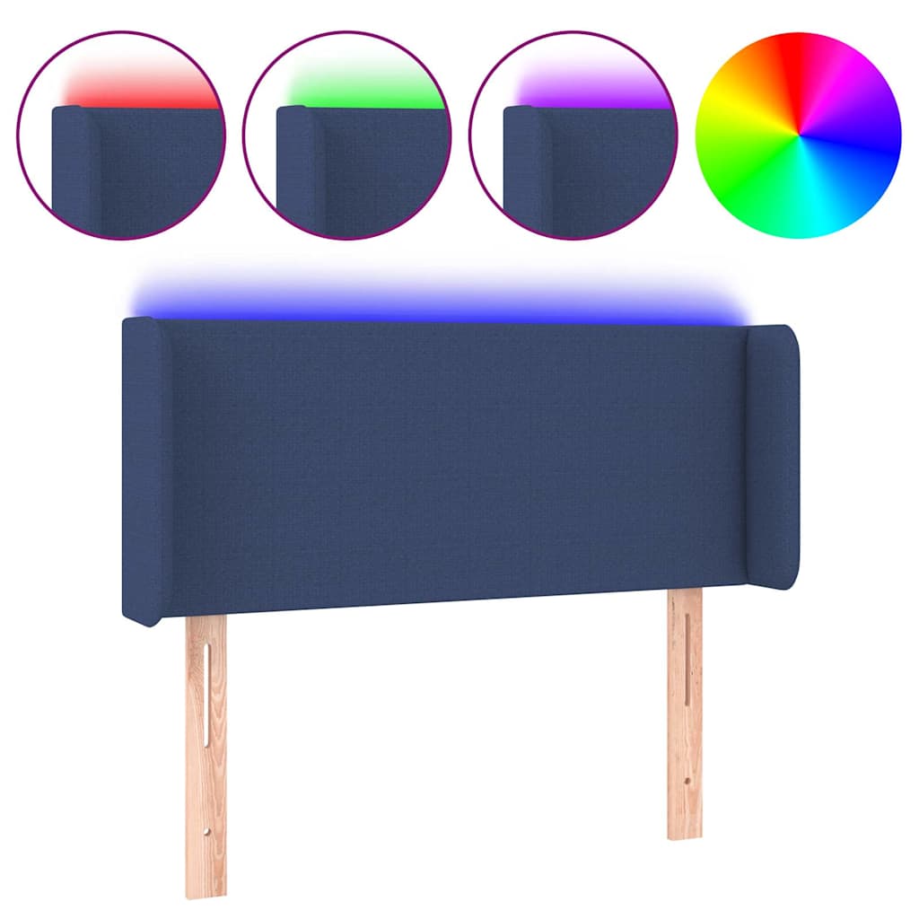 Vidaxl hoofdbord led 83x16x78 88 cm stof blauw