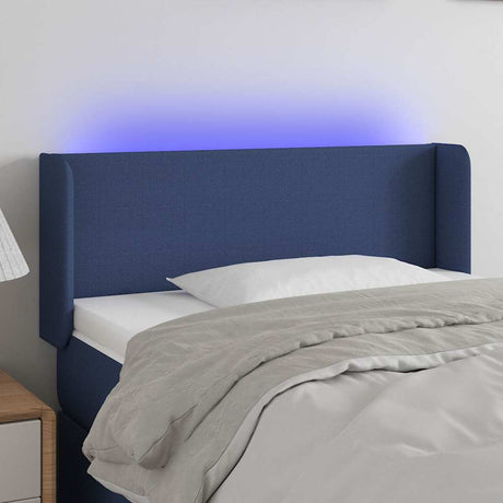 Vidaxl hoofdbord led 83x16x78 88 cm stof blauw