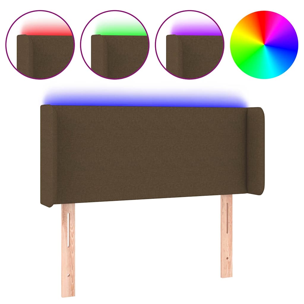 Vidaxl hoofdbord led 93x16x78 88 cm stof donkerbruin