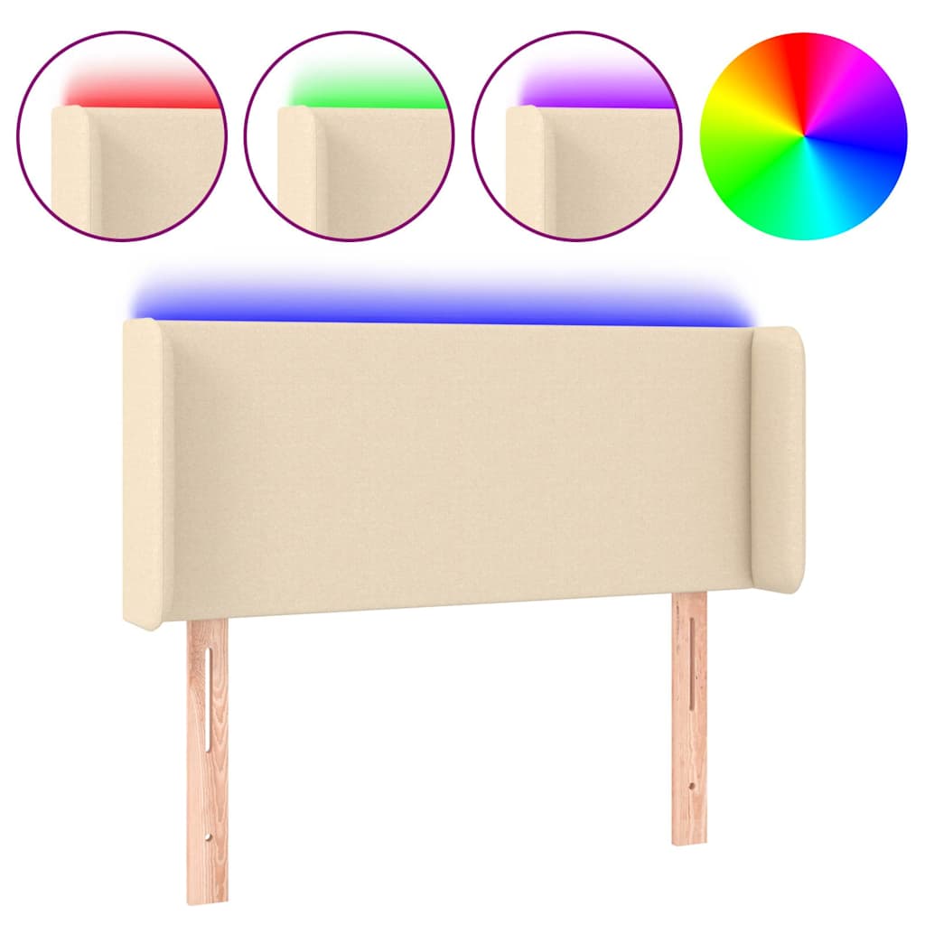 Vidaxl hoofdbord led 93x16x78 88 cm stof crèmekleurig