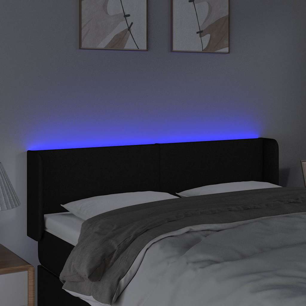 Vidaxl hoofdbord led 147x16x78 88 cm stof zwart