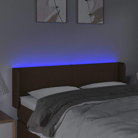 Vidaxl hoofdbord led 147x16x78 88 cm stof donkerbruin