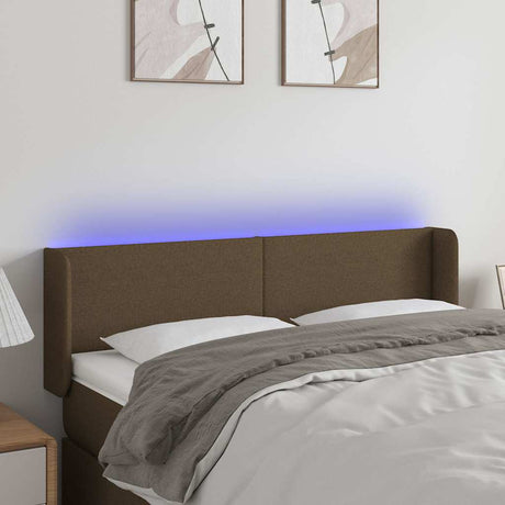 Vidaxl hoofdbord led 147x16x78 88 cm stof donkerbruin