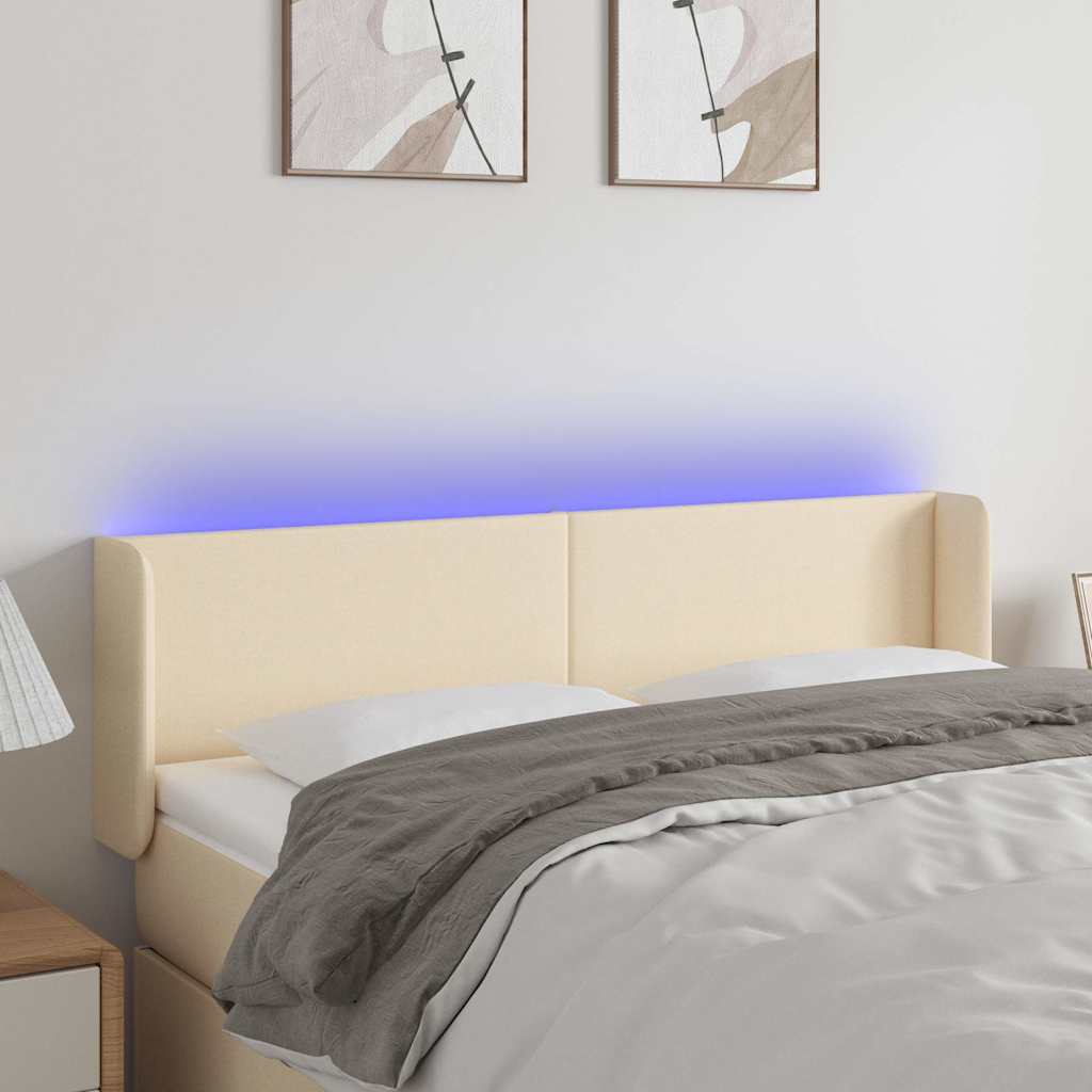 Vidaxl hoofdbord led 147x16x78 88 cm stof crèmekleurig
